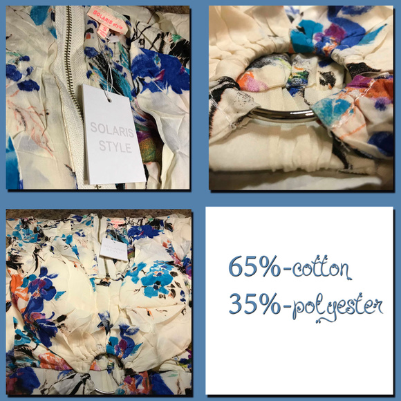 CREAM BLUE FLORAL DRESS - Picture 3 of 4